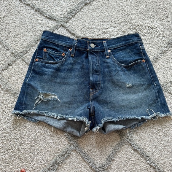 Levi’s 501 denim jean shorts high rise cut offs button fly 27 - Picture 1 of 10